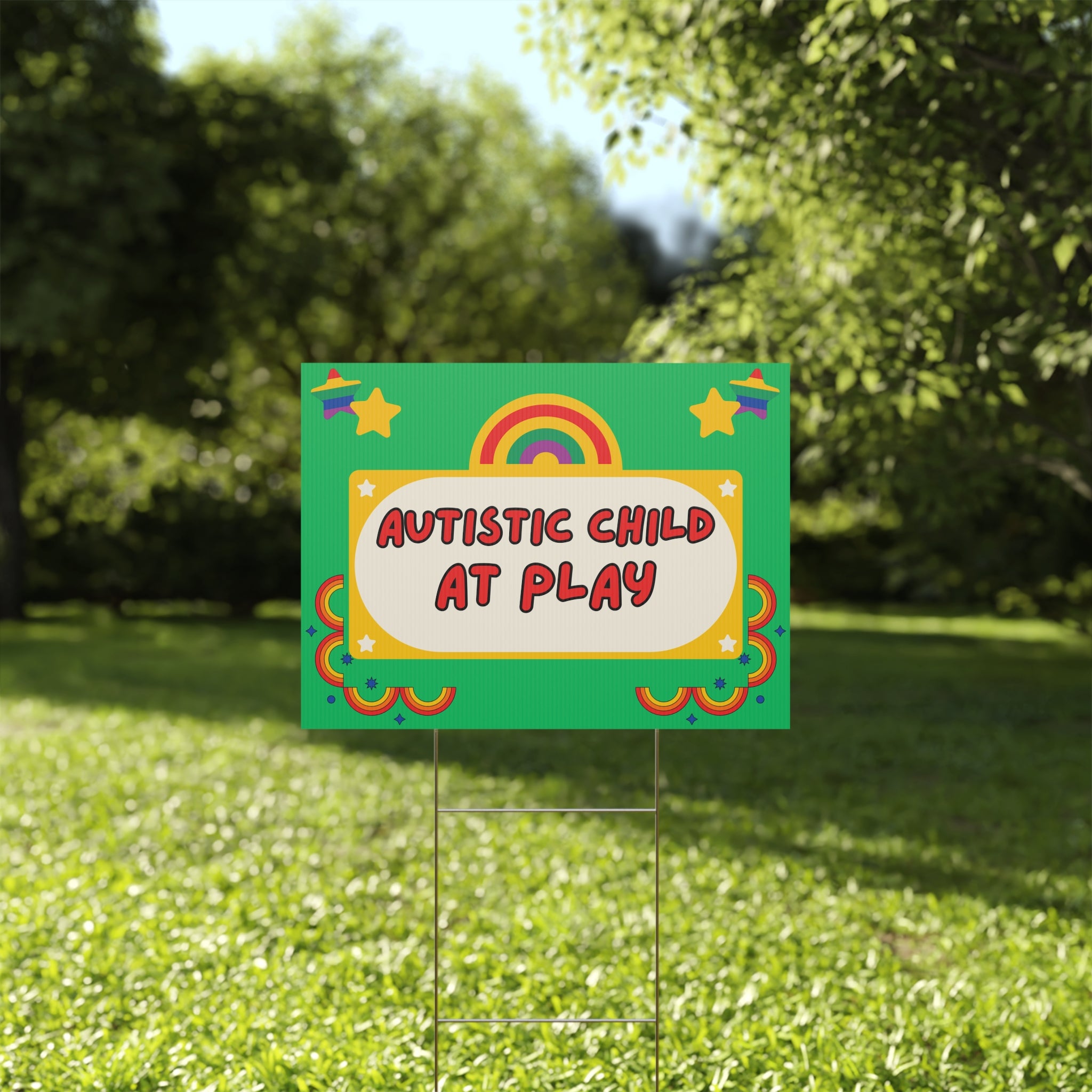 Autistic Child at Play-Plastic Yard Sign